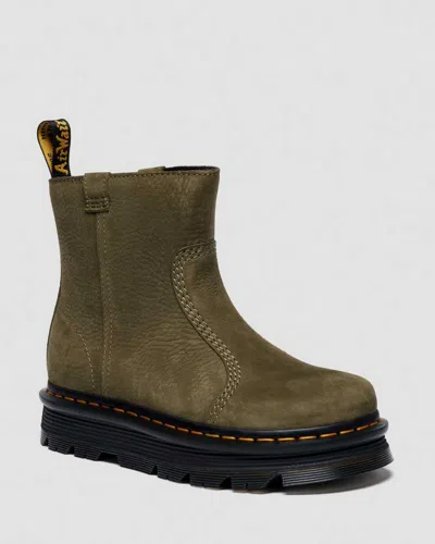 DR. MARTENS ZEBZAG RIGGER SLIP ON NUBUCK BOOTS