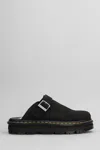 Dr. Martens' Black Zebzag Suede Casual Slingback Platform Slip-on Loafers