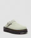 Dr. Martens' Green Zebzag Suede Slingback Platform Mules In Green