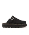 Dr. Martens' Black Zebzag Suede Casual Slingback Platform Slip-on Loafers In Black