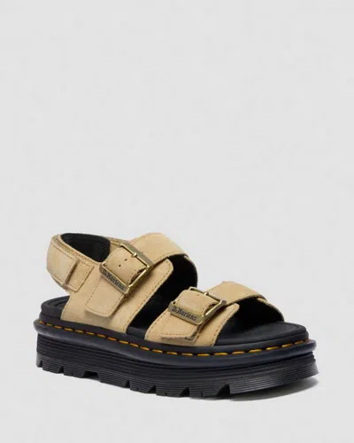 Dr. Martens Zebzag Suede Platform Sandals In Neutral