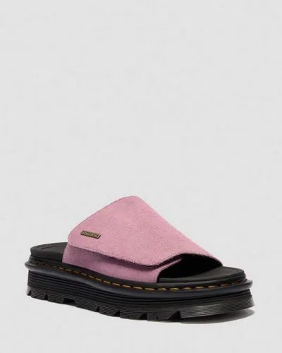 Dr. Martens Zebzag Suede Platform Slides In Pink