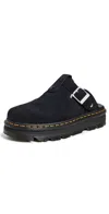 Dr. Martens' Black Zebzag Suede Slingback Platform Mules In Black Bronx Suede