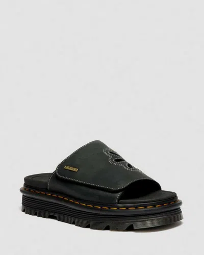 Dr. Martens Zebzag Wyoming Leather Slides In Black