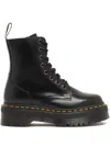 Dr. Martens Smooth Leather Platform Boots With Side Zip Closure In Black
