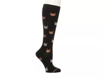 Dr Motion Dr. Motion Cats In Glasses Compression Knee Socks In Black