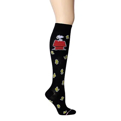 Dr Motion Dr.motion Womens Snoopy Knee High Socks In Black