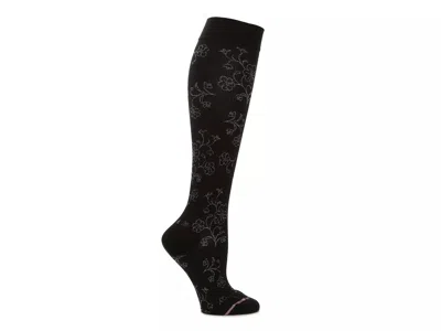 Dr Motion Dr. Motion Floral Compression Knee Socks In Black