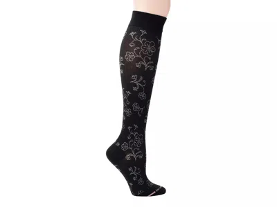 Dr Motion Dr. Motion Floral Compression Knee Socks In Black