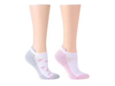 Dr Motion Dr. Motion Pink Bows & Solid No Show Socks 2 Pack In White