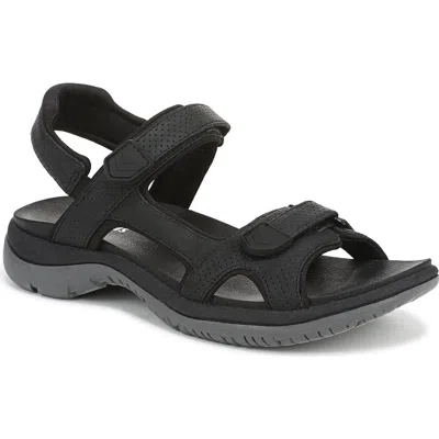 Dr. Scholl's Women's Adelyn Open Round Toe Sport Sandals In Black Faux Leather