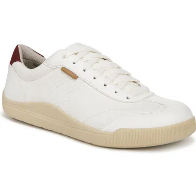 Dr. Scholl's Women's Be True Court Inspired Lace Up Sneakers In Off White Microfiber,faux Leather