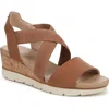 Dr. Scholl's Women's Just Cute Strappy Wedge Sandals In Honey Brown