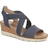 Dr. Scholl's Women's Just Cute Strappy Wedge Sandals In Navy