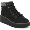 Dr. Scholl's Women's Nice Day Max Alpine Wedge Water Resistant Booties In Black Faux Leather