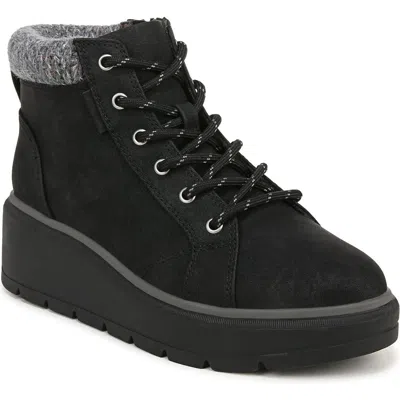 Dr. Scholl's Women's Nice Day Max Alpine Wedge Water Resistant Booties In Black Faux Leather