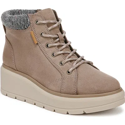 Dr. Scholl's Women's Nice Day Max Alpine Wedge Water Resistant Booties In Mocha Taupe Fabric