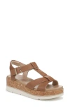 Dr. Scholl's Women's Once Again T-strap Wedge Sandals In Honey Brown Faux Leather