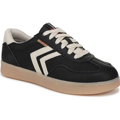 Dr. Scholl's Women's X Milk Bar Rebel Sport Low Profile Lace Up Sneakers In Black,white Leather