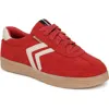 Dr. Scholl's Women's X Milk Bar Rebel Sport Low Profile Lace Up Sneakers In Red,white Suede,leather