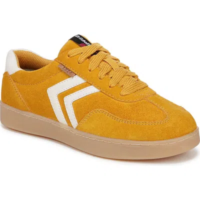 Dr. Scholl's Women's X Milk Bar Rebel Sport Low Profile Lace Up Sneakers In Yellow,white Suede,leather