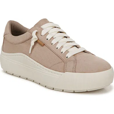 Dr. Scholl's Women's Time Off Go Closed Round Toe Lace Up Platform Sneakers In Toasted Taupe Microfiber