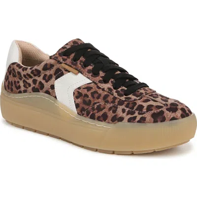Dr. Scholl's Women's Time Off Win Lace Up Platform Sneakers In Brown,black Microfiber