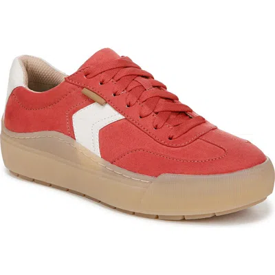 Dr. Scholl's Women's Time Off Win Lace Up Platform Sneakers In Red Cherry Microfiber