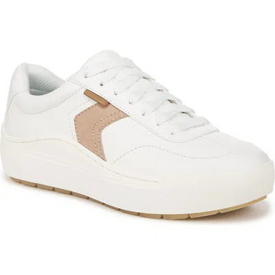 Dr. Scholl's Women's Time Off Win Lace Up Platform Sneakers In White Sand Faux Leather