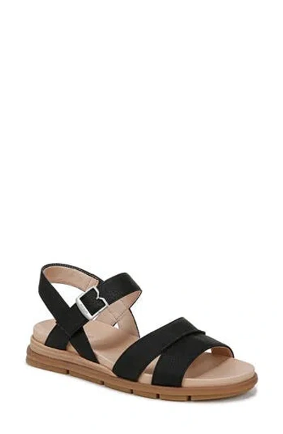 Dr. Scholl's Women's Timeless Fun Open Round Toe Strappy Sandals In Black Faux Leather