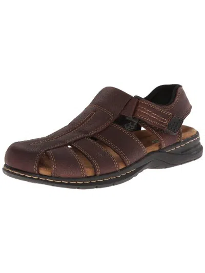 Dr. Scholl's Gaston Mens Leather Casual Fisherman Sandals In Brown