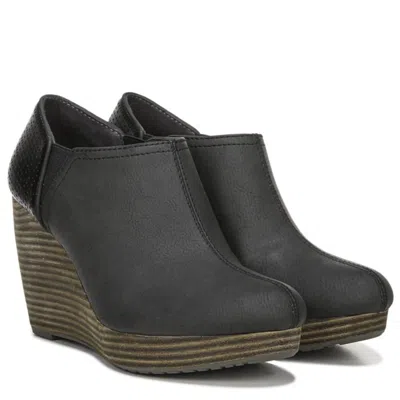 Dr. Scholl's Harlow Boots Black Faux Leather Wedge Heel Bootie Hawk115