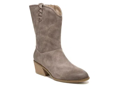 Dr. Scholl's Layla Women's Taupe Suede Block Heel Western Boots Jobb1520 In Brown