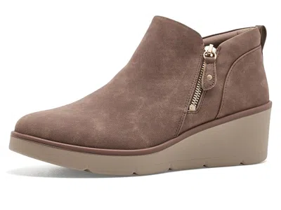 Dr. Scholl's Lizzie Cloud Zip Short Boots Women's Boots Dark Taupe: 8.5 W, Synthetic In Brown