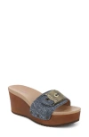 Dr. Scholl's Original Life Wedge Sandal In Dark Blue Denim