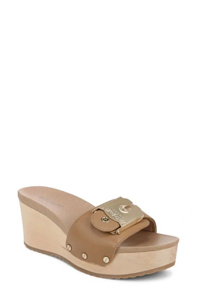 Dr. Scholl's Original Life Wedge Sandal In Tan Leather