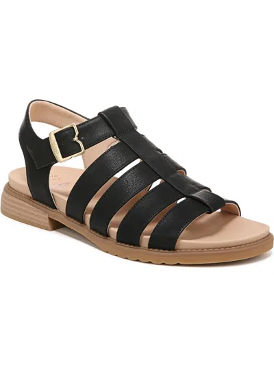 Dr. Scholl's Shoes A Ok Womens Faux Leather Strappy Gladiator Sandals In Black