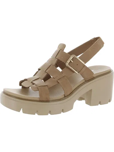 Dr. Scholl's Shoes After Glow Womens Leather Strappy Slingback Sandals In Beige