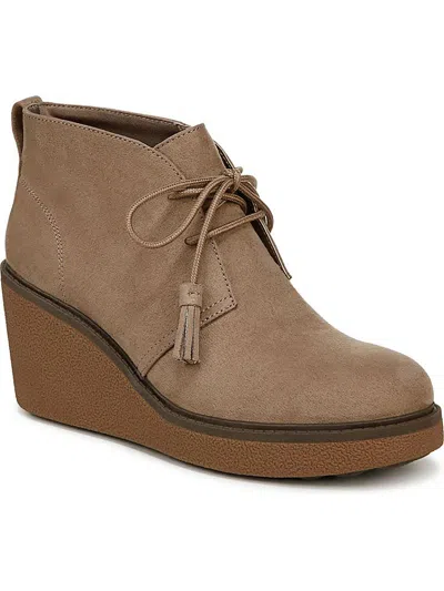 Dr. Scholl's Shoes Aurora Womens Faux Suede Ankle Wedge Boots In Grey