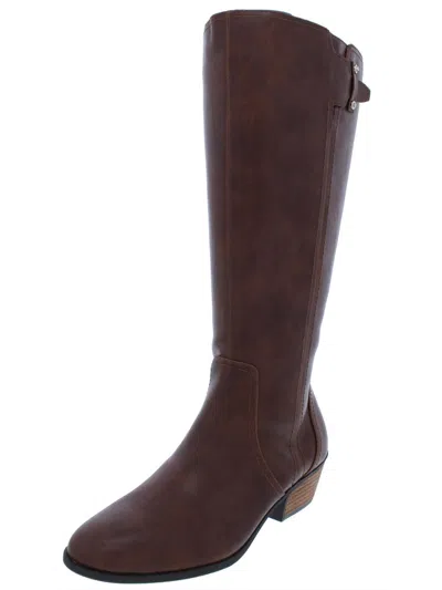 Dr. Scholl's Shoes Brilliance Womens Wide Calf Faux Leather Riding Boots In Brown