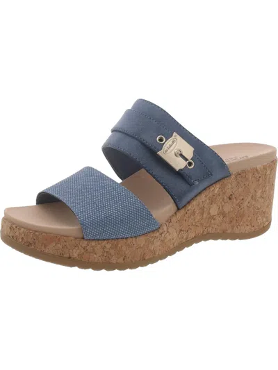 Dr. Scholl's Shoes Cali Vibe Womens Faux Leather Woven Wedge Sandals In Multi