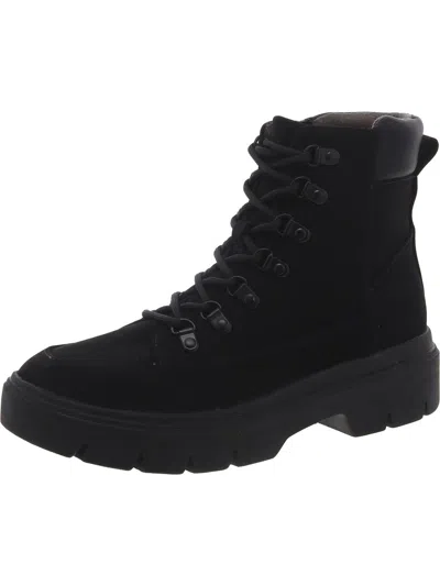 Dr. Scholl's Shoes Canyon Womens Faux Suede Lace-up Ankle Boots In Black