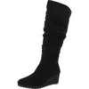 Dr. Scholl's Shoes Central Womens Faux Suede Wedge Knee-high Boots In Black