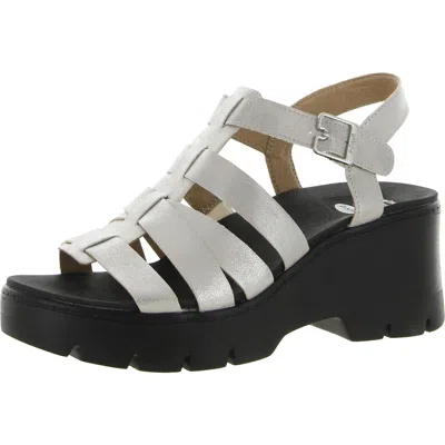 Dr. Scholl's Shoes Check It Out Womens Strappy Ankle Strap Wedge Sandals In Multi