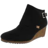 Dr. Scholl's Shoes Create Womens Suede Ankle Wedge Boots In Black