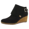 Dr. Scholl's Shoes Create Womens Suede Ankle Wedge Boots In Black