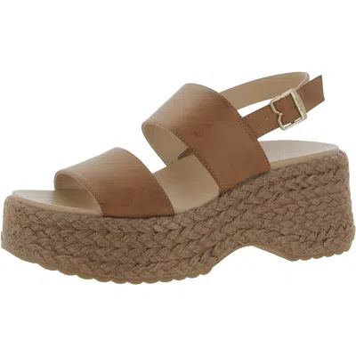 Dr. Scholl's Shoes Delaney Womens Faux Leather Espadrille Block Heel In Gold