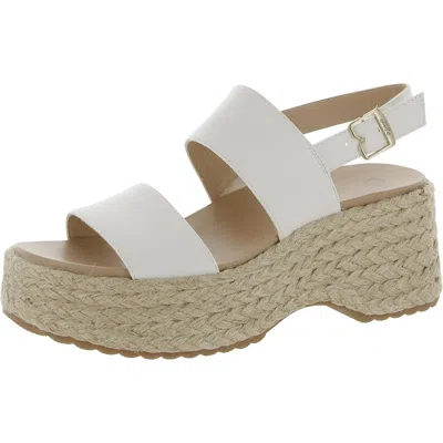 Dr. Scholl's Shoes Delaney Womens Faux Leather Espadrille Block Heel In White