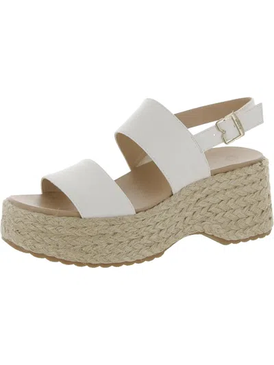 Dr. Scholl's Shoes Delaney Womens Faux Leather Espadrille Block Heel In White
