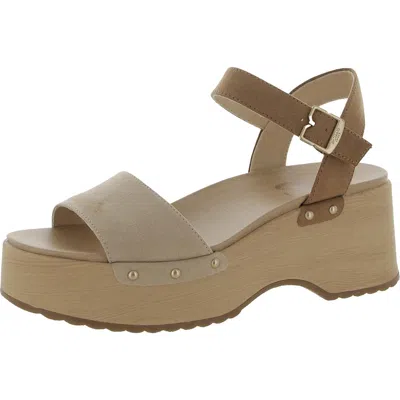 Dr. Scholl's Shoes Dublin Womens Studded Ankle Strap Platform Sandals In Beige
